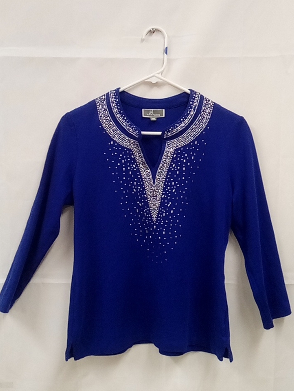 JM Collection Royal Blue Embellished Long Sleeve Top 46606
